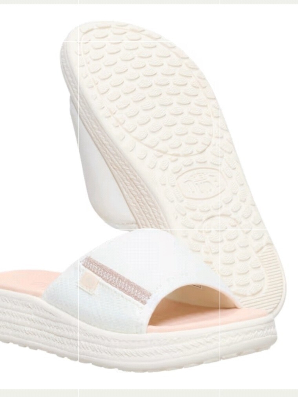 Hey Dude White and Pink Slide Sandals